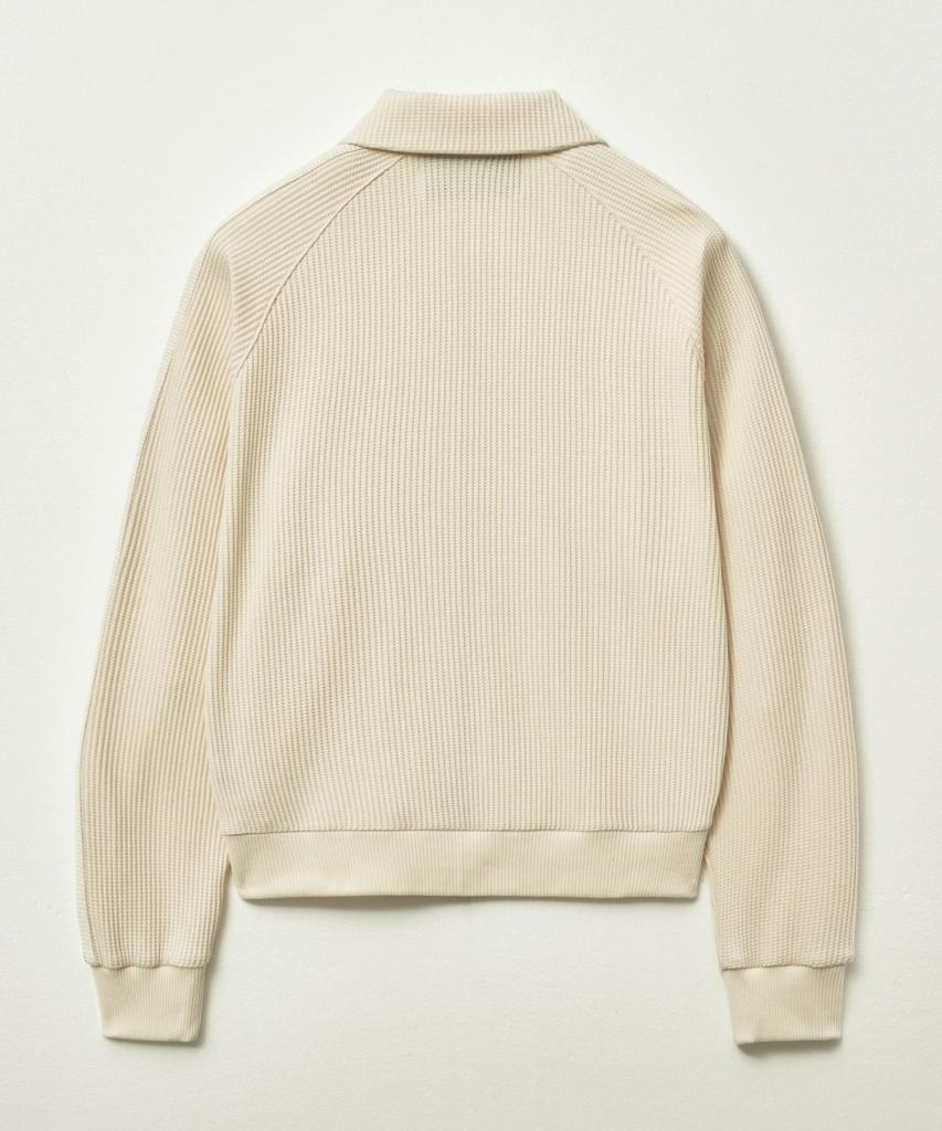 Satur Lawton Waffle Collar Track Zip-Up Jacket Cream