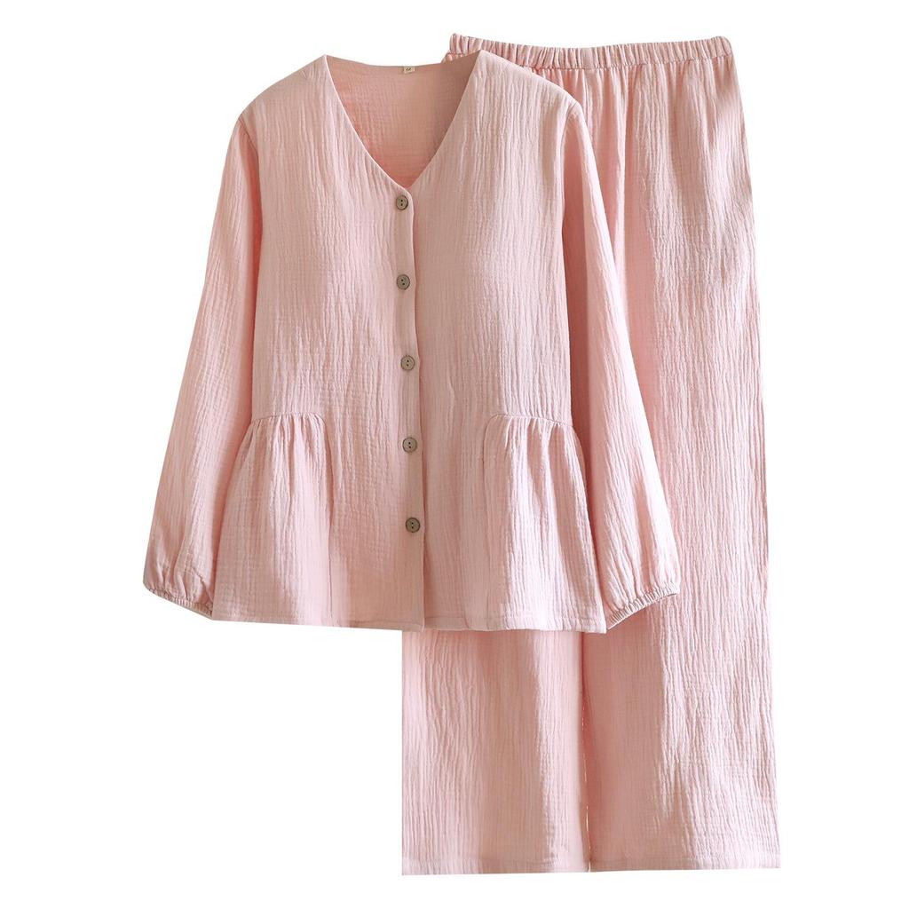 Women's Cotton Pajama Set: Padded, Long Sleeve & Pants, Pocketed, Spring/Autumn Wear