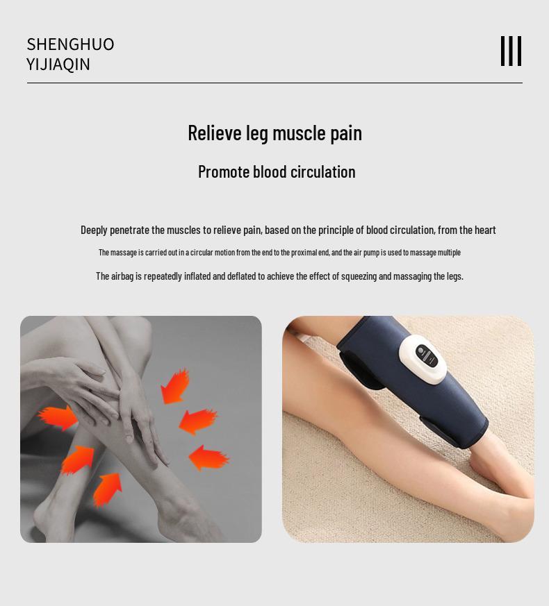 Electric Air Pressure Leg and Foot Massager with Calf Heater for Varicose Veins and Meridian Relief