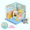 Children's house play toy set, realistic bedroom, bathroom, kitchen and study furniture, birthday gift