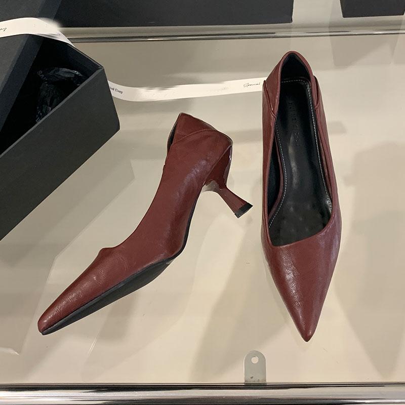 Fashion Fashion Pointed Toe Women 5CM Heels Pumps Shoes Casual Female Slip On Footwear Medium Heels Shoes For Ladies