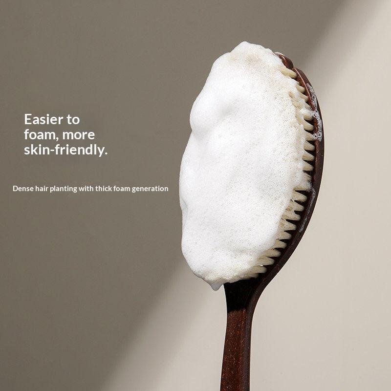 Natural Boar Bristle Coconut Fiber Long Handle Bath Brush Deep Cleansing For Daily Shower Exfoliating Skin Care