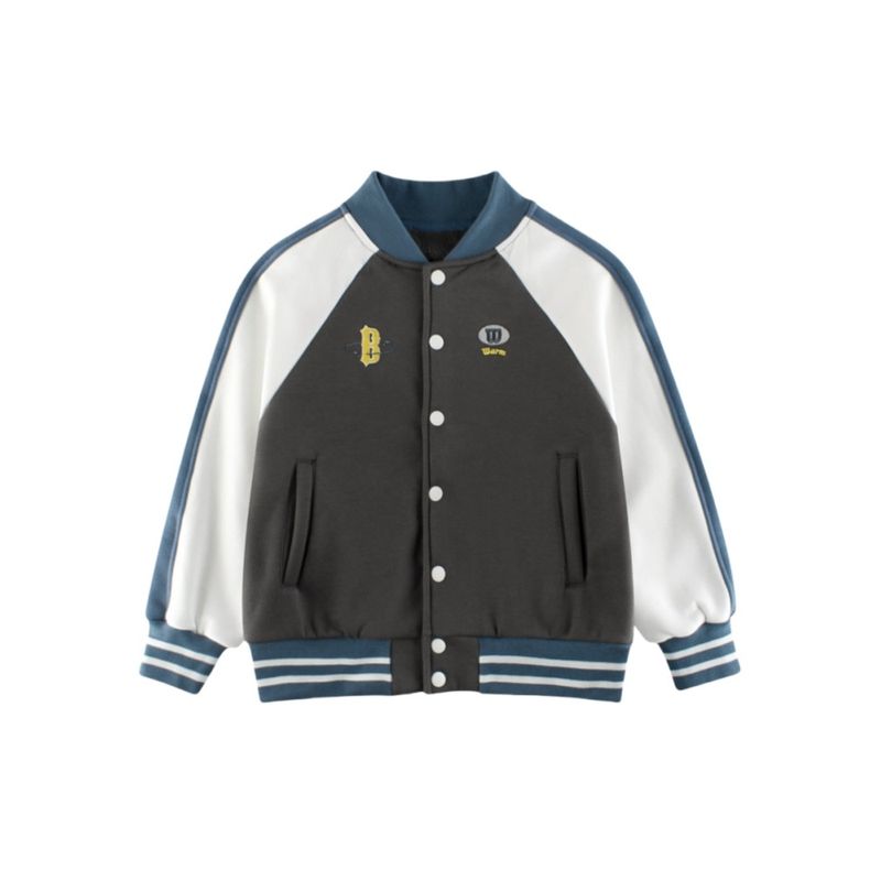 Clothing for Autumn and Winter, Baseball Jacket for Older Children, Boys' Stand-Up Collar Fleece Jacket, Girls' Fleece-Lined Casual Top for Children