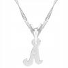 Silver Necklace with Letter A Letter Alphabet Initial Name Silver 925