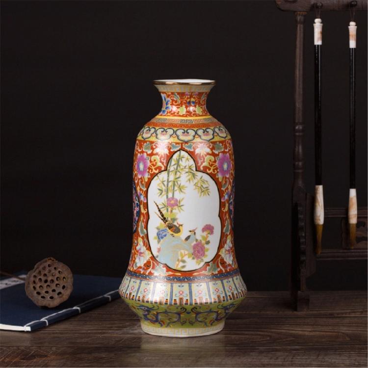 Elegant Chinese Ceramic Craft with Enamel Detailing Desk Ornament for Home Decoration and Gift Giving