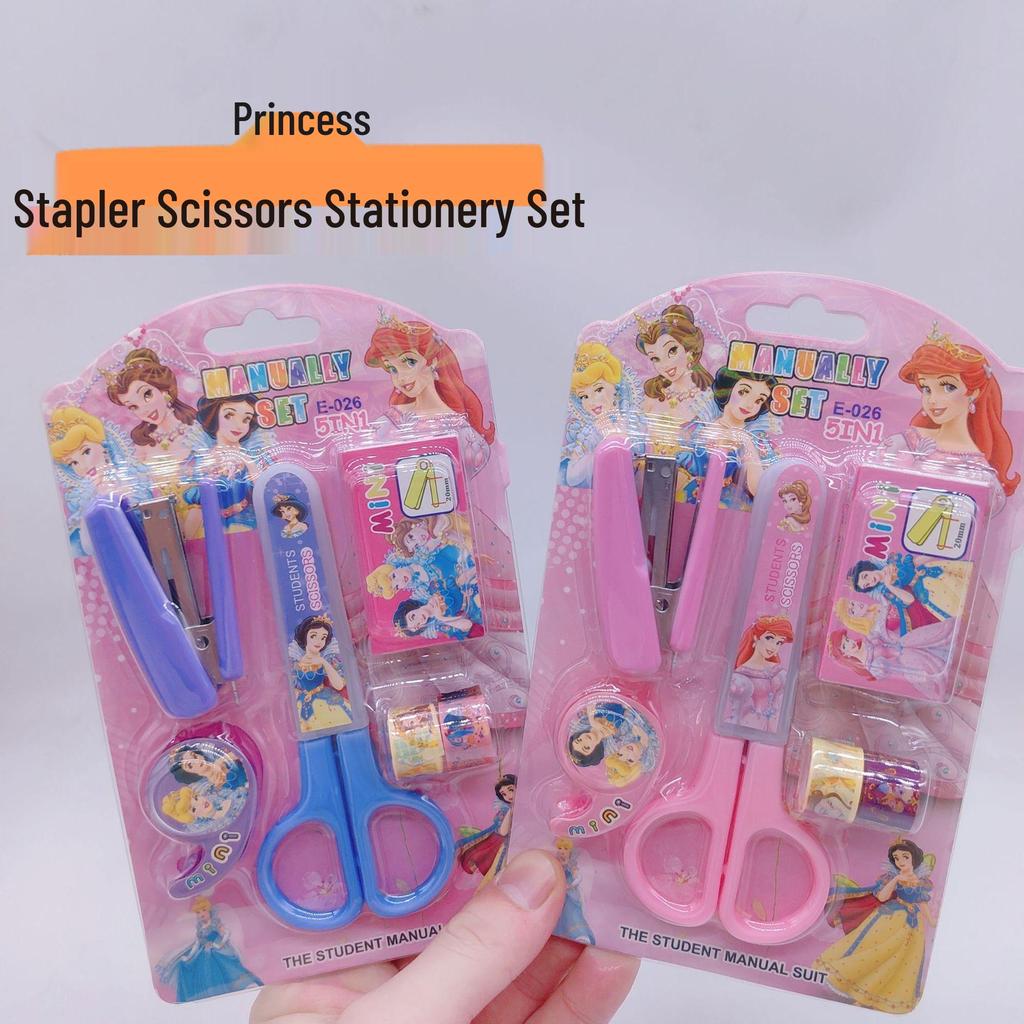 Adorable Student Stationery Set: High-Quality Scissors, Stapler, Tape & Stickers - Perfect Gift for Children's Learning