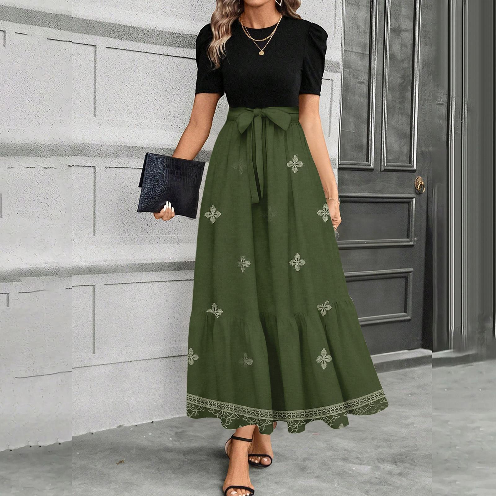 

Женское платье с коротким рукавом, повседневное, свободное, А-силуэта, миди, футболка-платье с карманами, круглый вырез, для отдыха, в стиле бохо, пляжный сарафан L