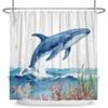 Underwater World Theme Bathroom Curtains Jellyfish Sea Turtles Sharks Waterproof Polyester Shower Curtain Decor With 12 Hooks