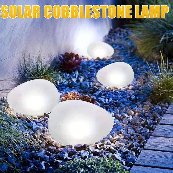 Solar Cobblestone Pathway Light, Garden Rock Solar LED Light, Waterproof Outdoor Stone Light for Patio Lawn Yard Porch