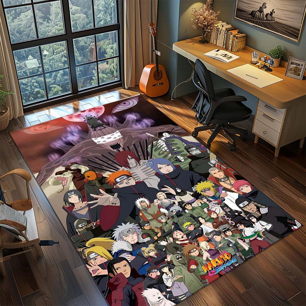 Tappeto Anime Naruto Tappeto Tappeto Grande Area Tappetino Pavimento Antiscivolo Lavabile Stanza Gamer Camera da Letto Decorazione Casa -QJY