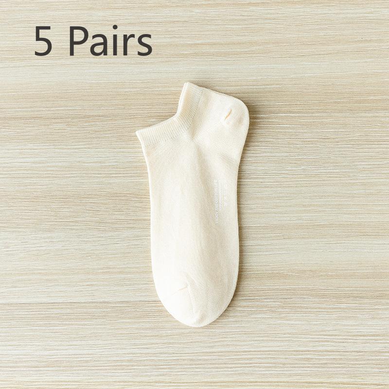 5 Pairs of Female Spring and Summer Thin Cotton Deodorant Sweat Shallow Mouth Socks