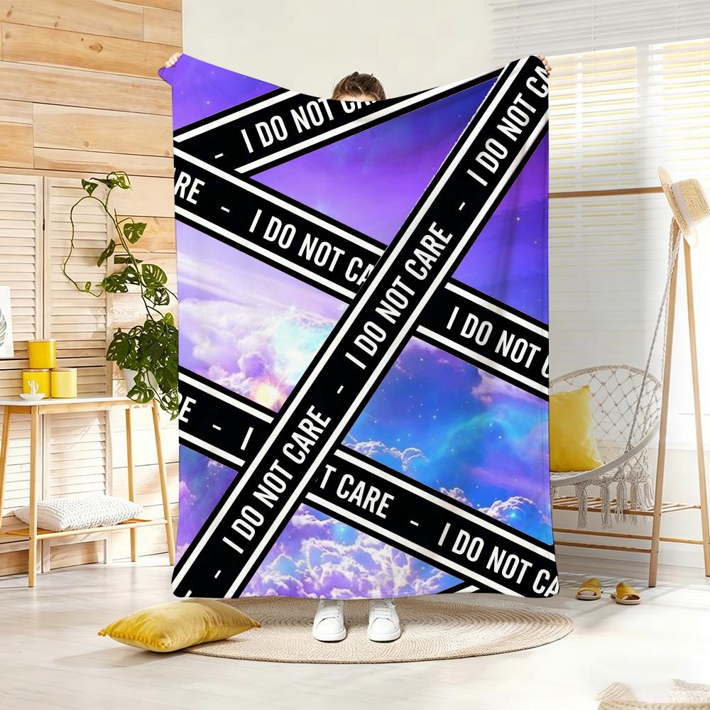 Art Pattern W-Warning Tape Pattern Throw Lightweight 240g Flannel Blanket Soft Skin-friendly for Summer Cooling 75x90cm