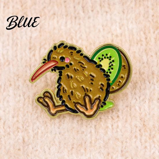 Handmade Brooch Gift Artistic Textured Cartoon Kiwi Bird Design Zinc