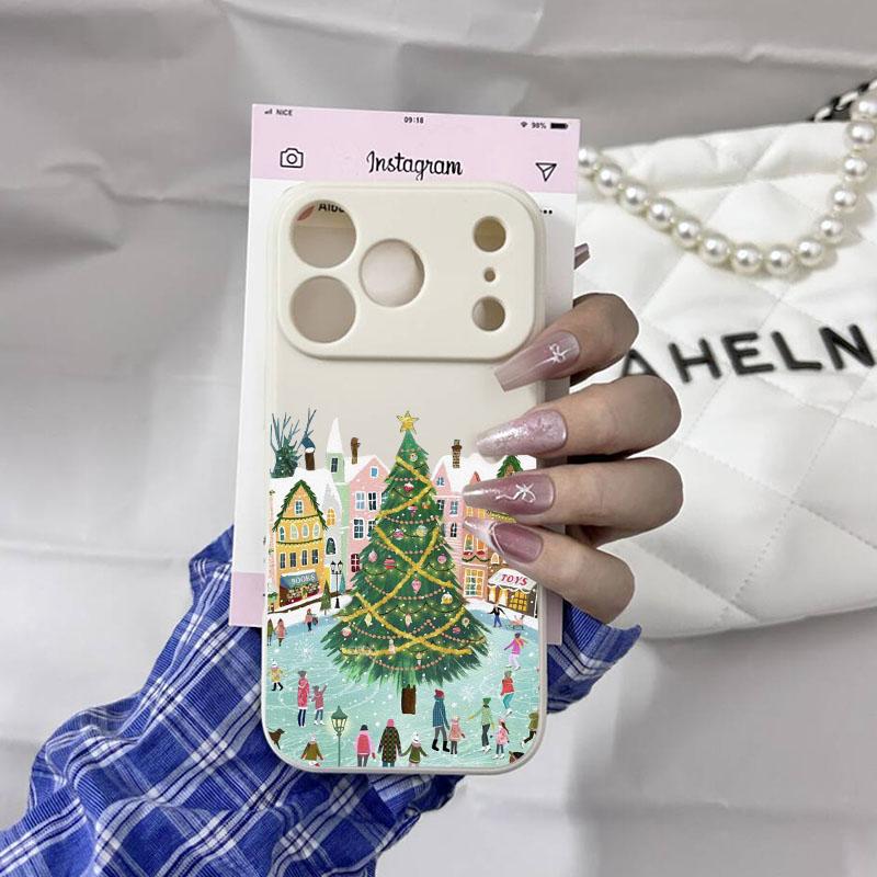 INS Cartoon Christmas Style Phone Case for IPhone 17 Pro 15 14 13 12 11 Pro Max XR XS X 16 Plus Streetscape Soft Silcone Covers