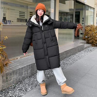 Winter New Medium and Long Down Cotton Clothes Women's Hooded Casual Fashion Bread Clothes Thickened Jacket