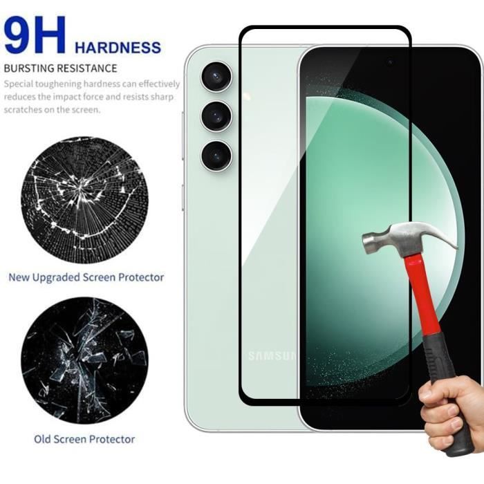 Verre Trempé Intégral pour Samsung Galaxy S23 FE, Pack de 3 Vitres Noir Anti-Rayures