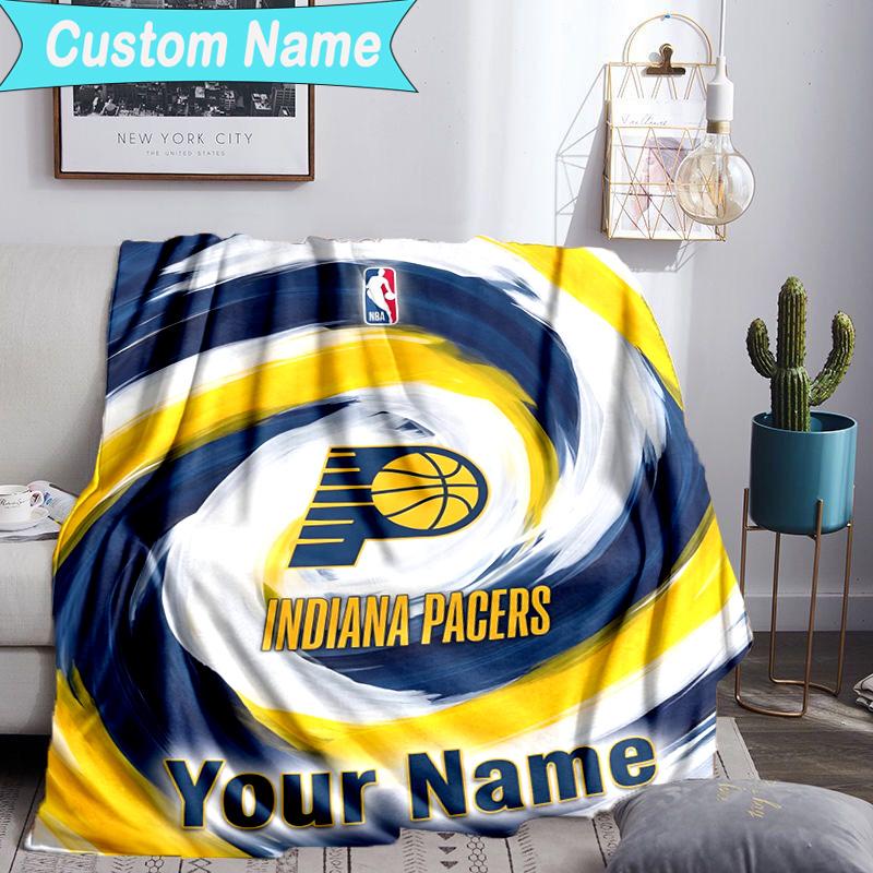 Custom Name Blanket Pacers Basketball Team Blanket Bedding Blanket for Travel, Camping, Living Rooms, Offices, Sofas, Fan Christmas gift