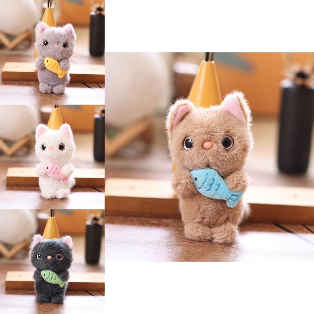 Plush Cat Keychain With Pp Cotton Filling For Bag Decoration And Gift Idea