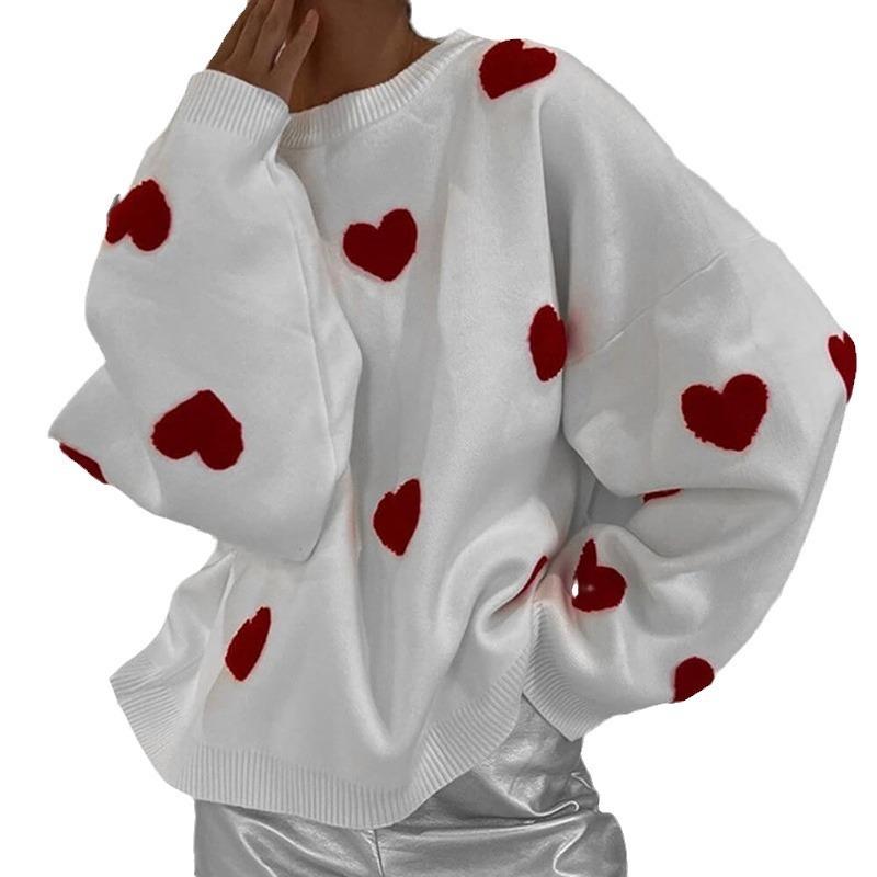 Autumn and winter new embroidered love sweater women's style knitted jumper