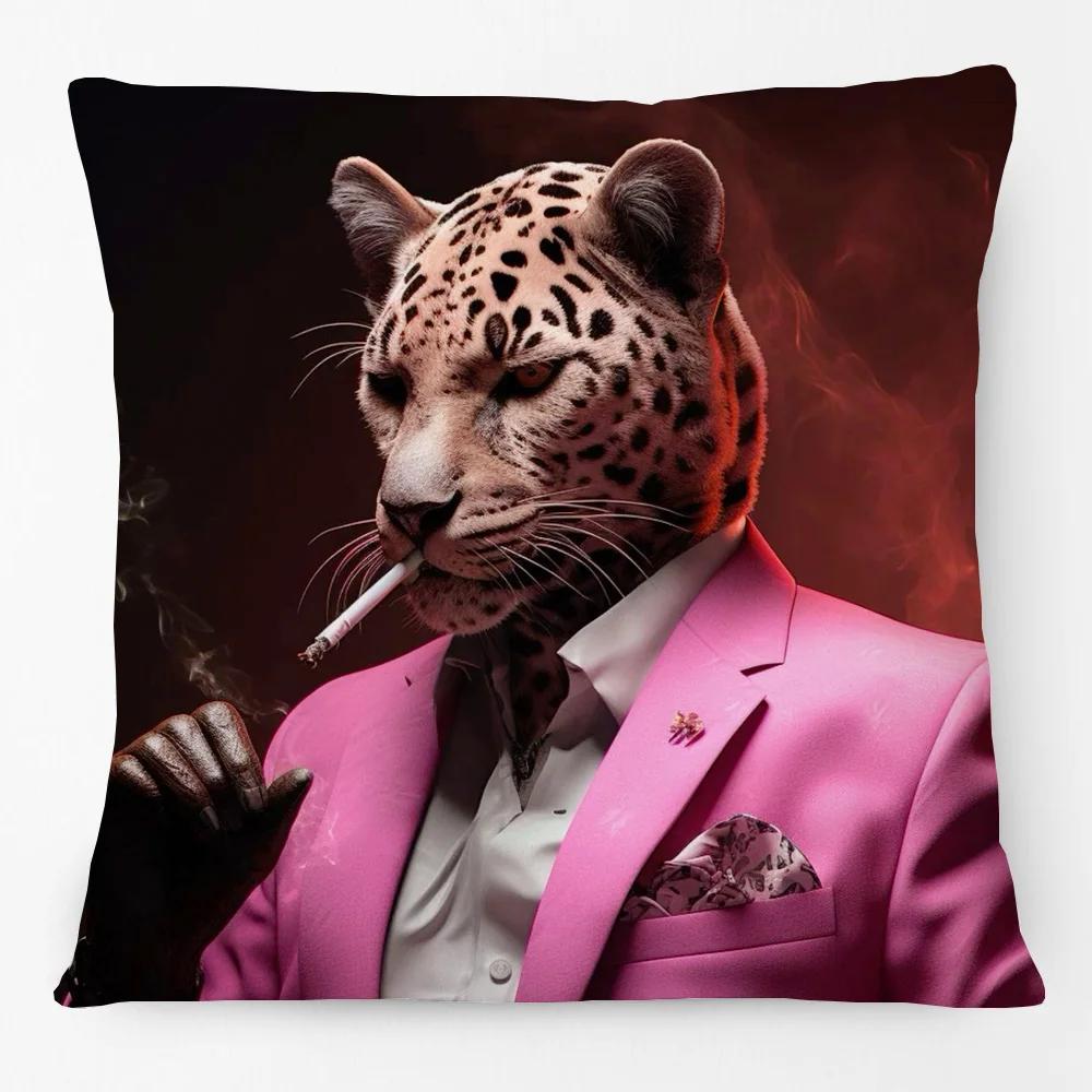 Animal Tiger Leopard Portraits Cushion Cover Home Decorative Sofa Throw Pillow Case