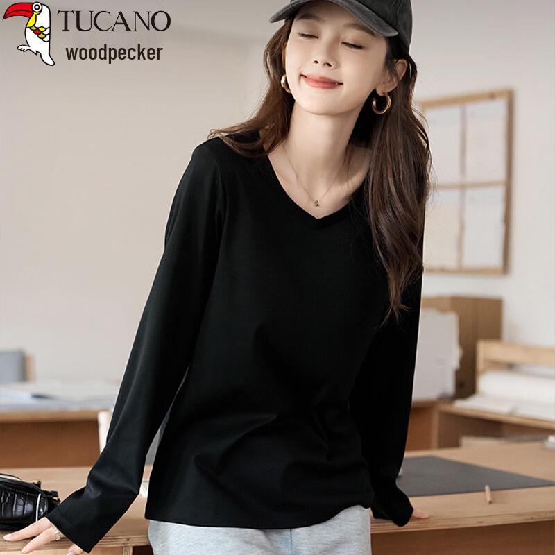 Woodpecker Women s Pure Cotton V-Neck Long Sleeve T-Shirt 2XL