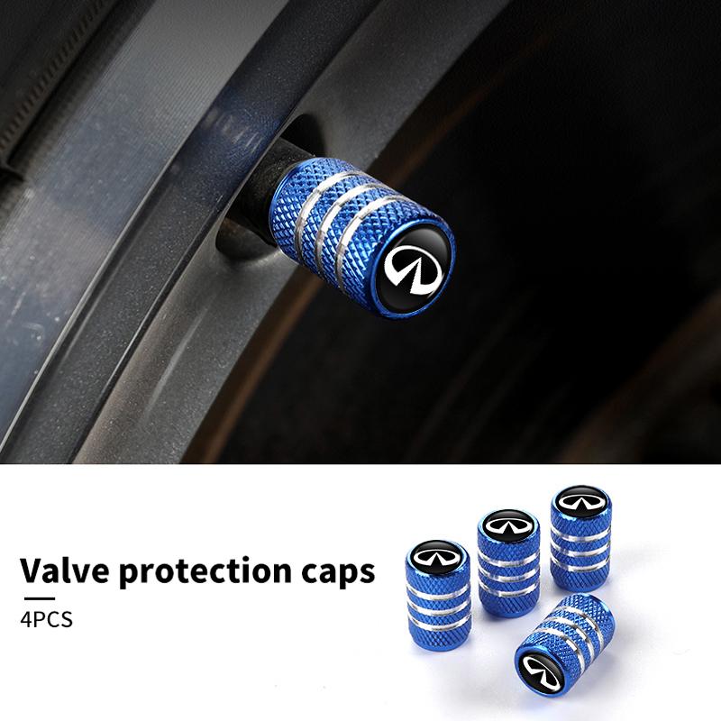 Car Metal Tire Valve Caps Knurled Core Cap Accessories Tire Dust Cap For Infiniti Q50 FX35 Q30 G37 Q70 QX70 G35 Q60 QX50 QX60 tcz1