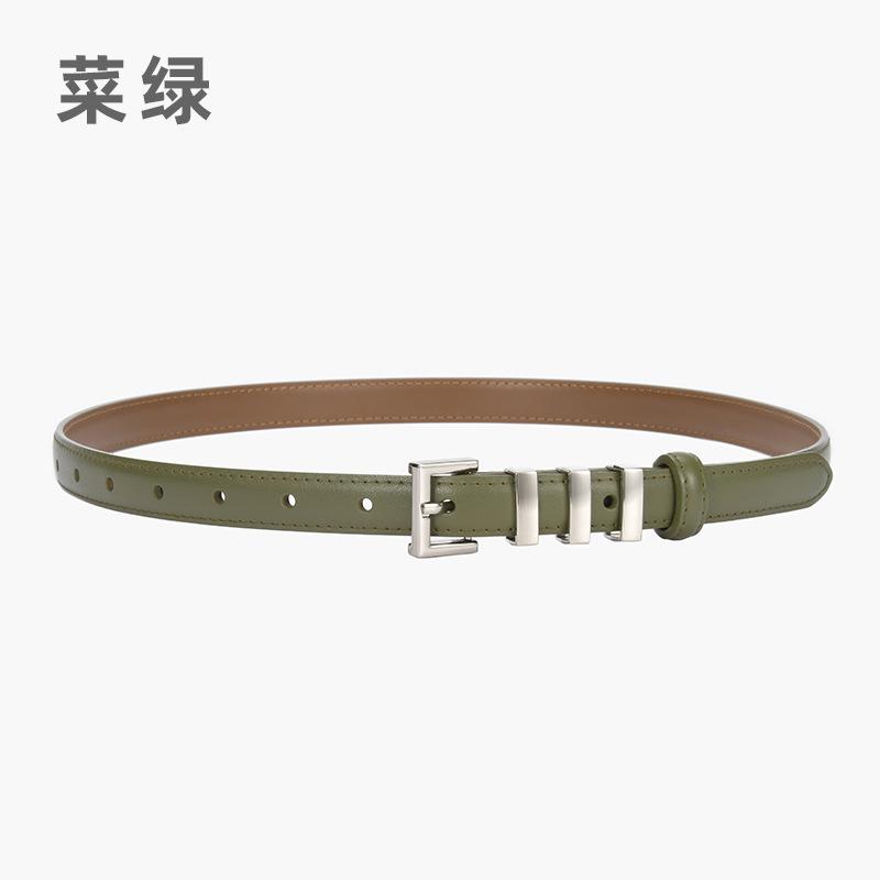 Leather Thin Belt Women'S Decorative Dress Skirt Shirt Trousers Waist Waist Waist Belt Silver Buckle