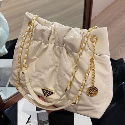 Xiaoxiangfeng Diamantförmige Ketten-Bucket-Bag, Trendige und Modische Tragetasche, Unterarmtasche mit großem Fassungsvermögen