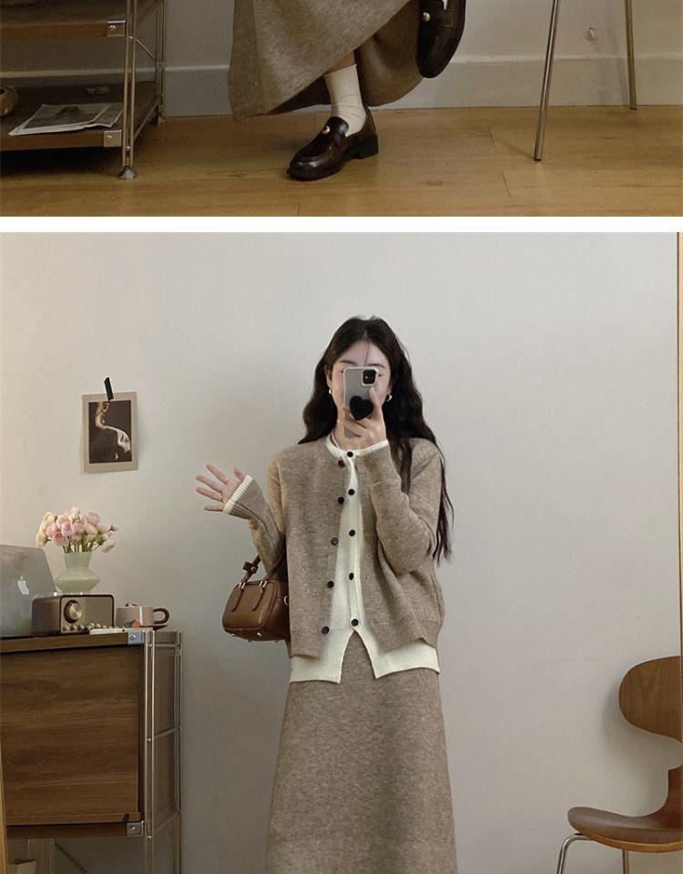 Women's Trendy Knit Two-Piece Skirt Set for Autumn/Winter – Stylish & Casual