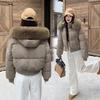 European Style Hooded Cotton Jacket with Fur Collar - Women's Warm Short Coat for Winter 2026