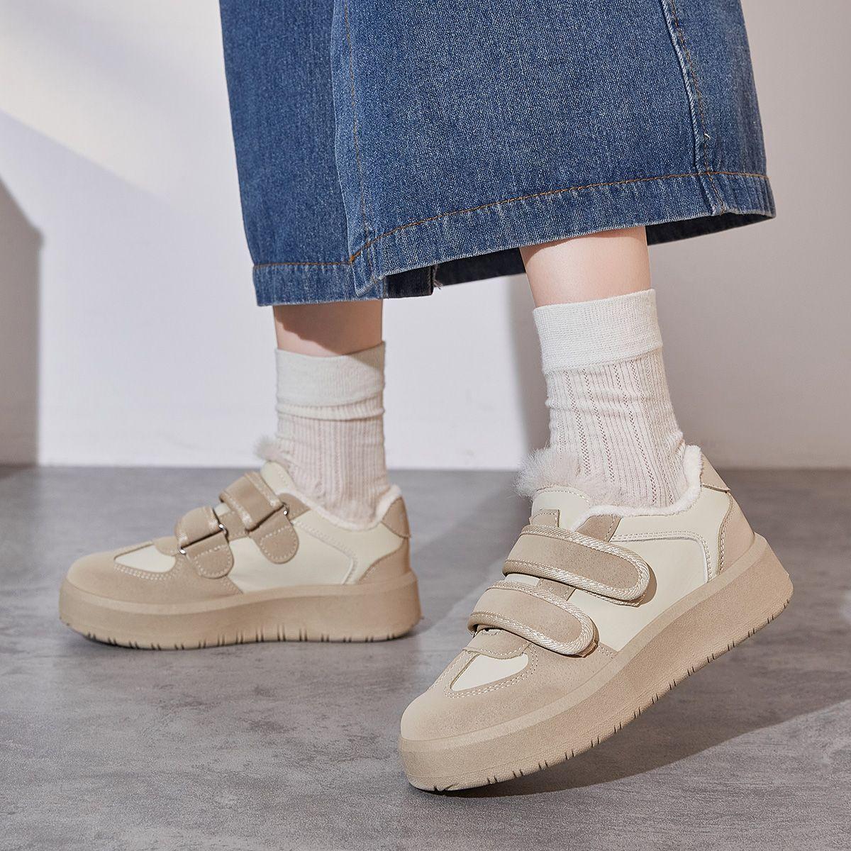 

Женские пушистые туфли на толстой подошве, женские туфли из термохлопка высокой ценности, женские туфли на липучке с флисовой подкладкой 40