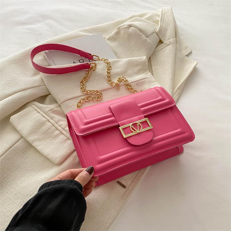 

2024 fresh small square bag Korean version trendy fashion messenger bag summer new niche design simple fashion bag троянди рожеві кольору