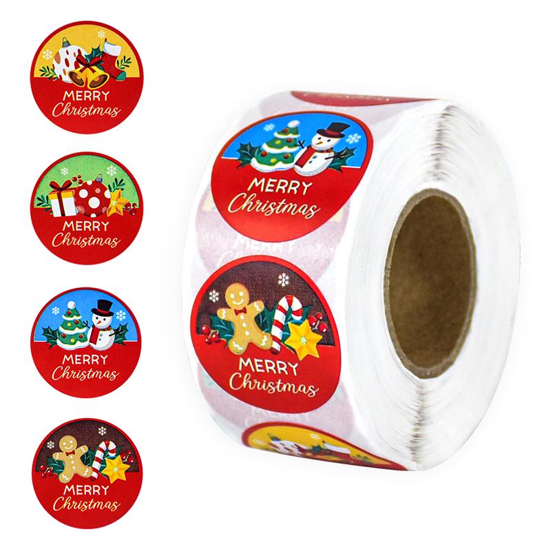 500pcs/roll Merry Christmas Label Stickers Cartoon Santa Claus Xmas Tree DIY Gift Box Baking Package Sticker New Year Decor