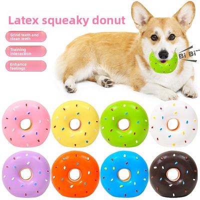 Giocattolo in lattice a forma di ciambella per animali domestici che emette suoni. Giocattolo per Cani Piccolo Donut Multicolore Realistico che Fa Suono.