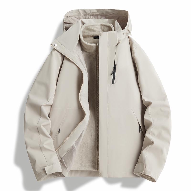 Giacca da sci 3-in-1 Unisex: Antivento, Impermeabile, Cappuccio Staccabile, Foderato in Pile per Sport all'Aperto e Arrampicata