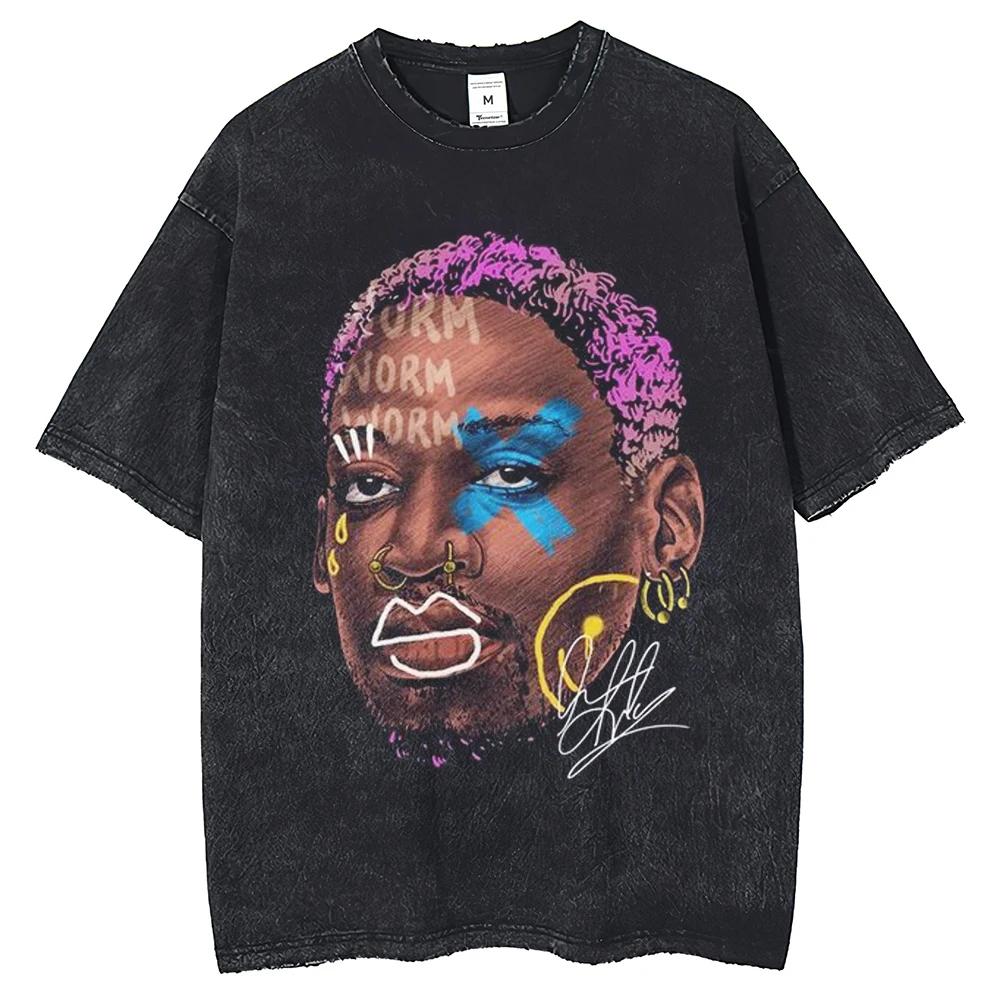 

Мужская футболка в стиле хип-хоп, уличная одежда, оверсайз, винтажная, с графическим принтом головы портрета, футболка Харадзюку, хлопковые топы, футболки 3XL