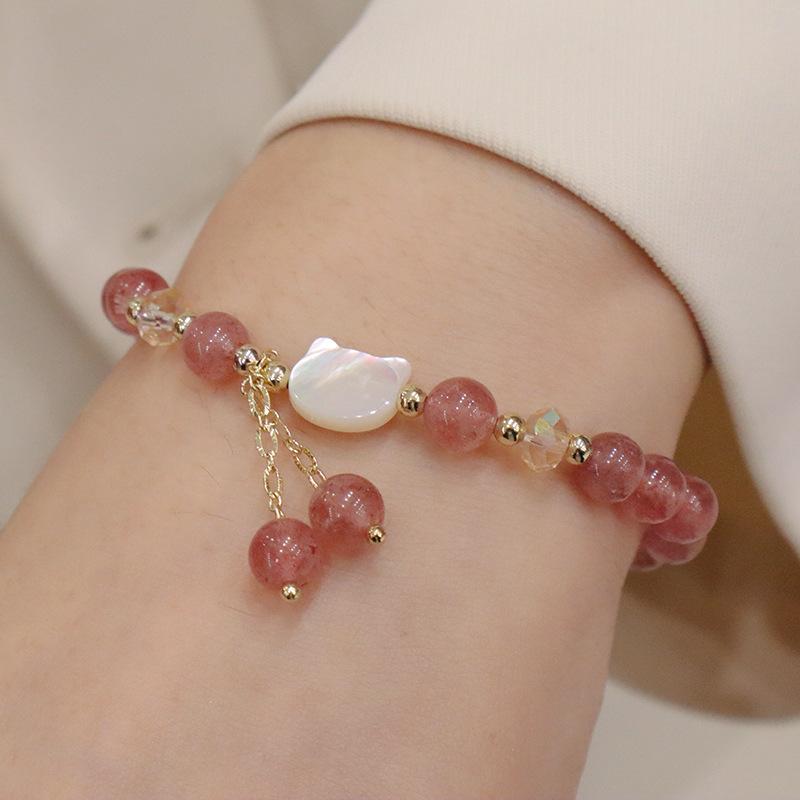 Natural Crystal Bracelet Strawberry Crystal Jewelry Bangles Women Fashion Jewelry Accessories Gift