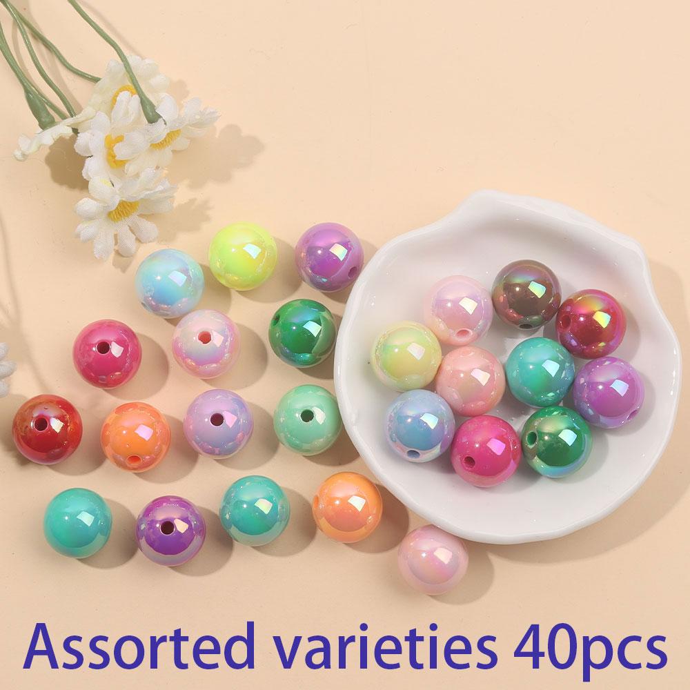 20/40/60 Pieces of Acrylic Material, Rainbow Round Beads, Colorful Decorative Beads, Spacer Beads, DIY Jewelry Craftsmanship Production