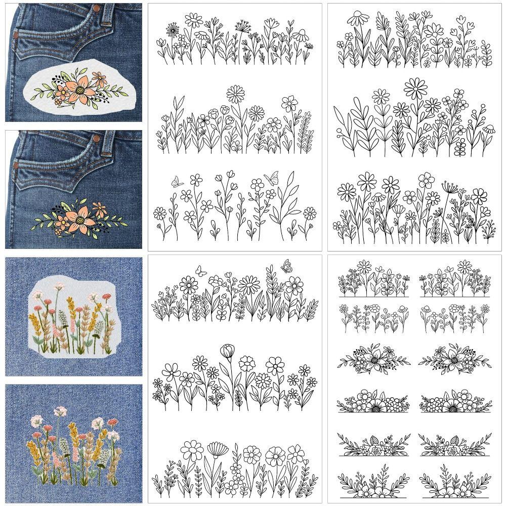 4 Sheets Wash Away Embroidery Patterns Stick and Sew Patterns  Hand Sewing Lover