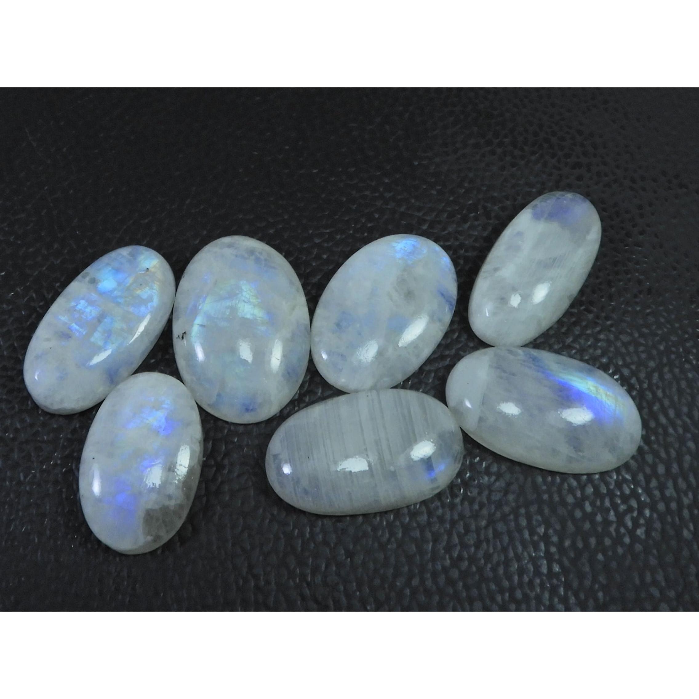 205Cts. Натуральный Радужный Лунный Камень Овальный Кабошон Россыпью Драгоценный Камень 07 Шт. Партия C-1666