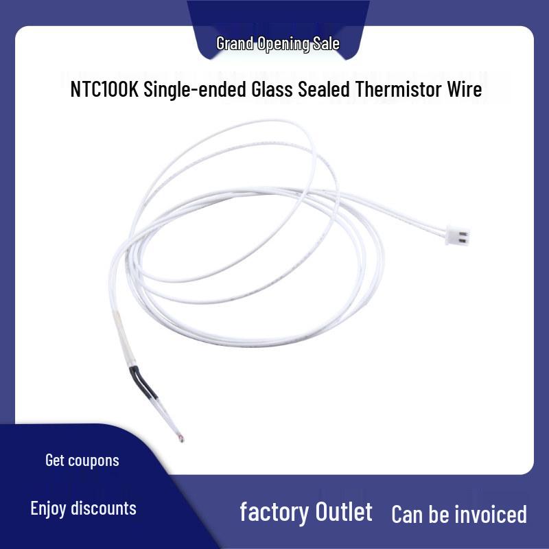 

3D Printer Glass-Sealed Thermistor Sensor Wire - 100K 1% 3950 1m Wire with XH2.54-2P Connector