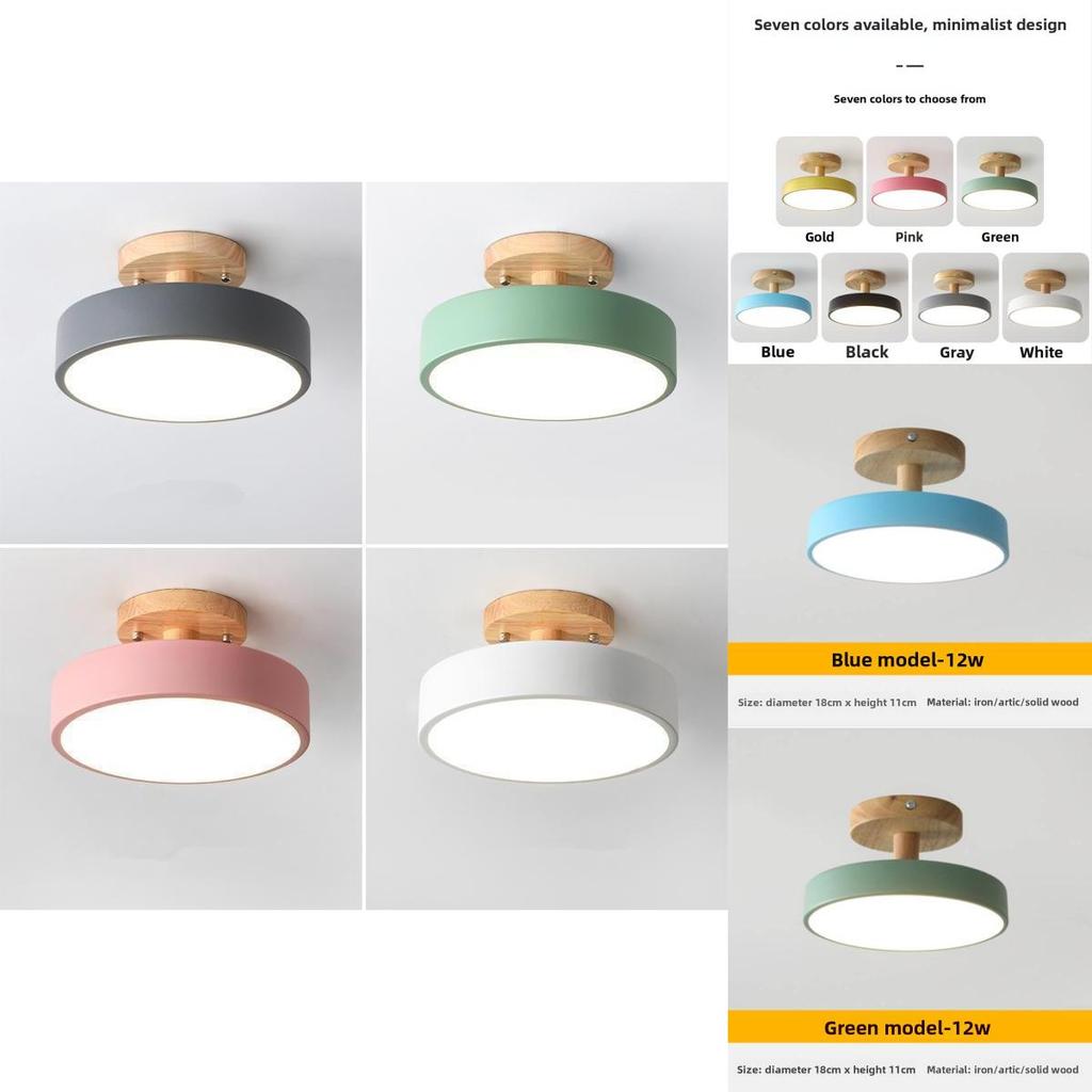 Minimalistische nordische LED-Deckenleuchte mit Holzkörper für die Beleuchtung von Hausfluren