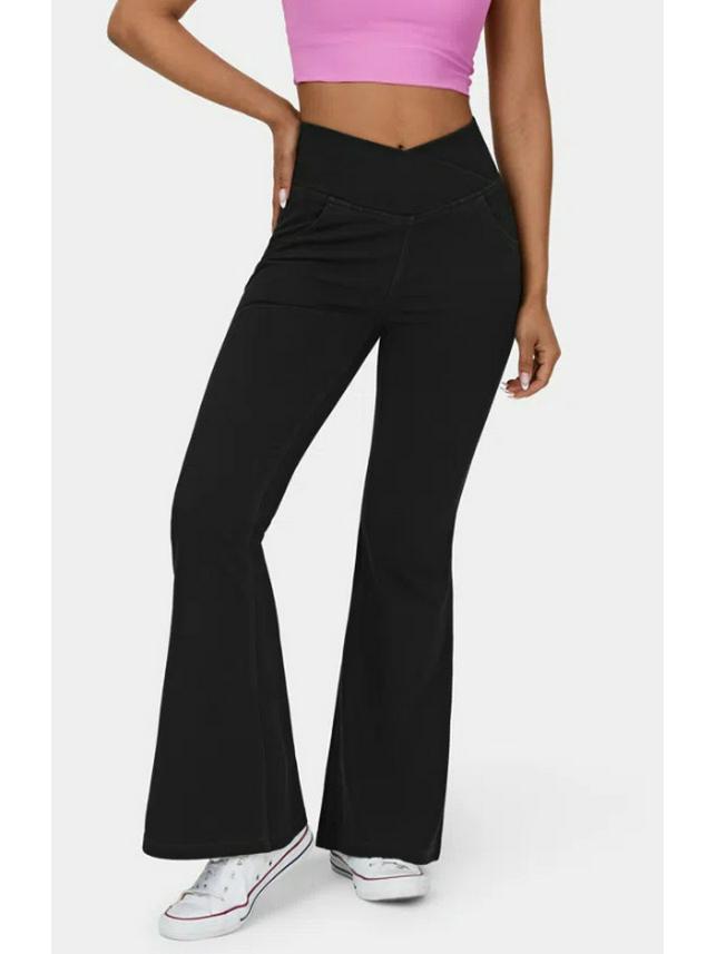 2024 Women's Plus Size Flare Yoga Pants - High Elastic Denim with Antibacterial Fabric