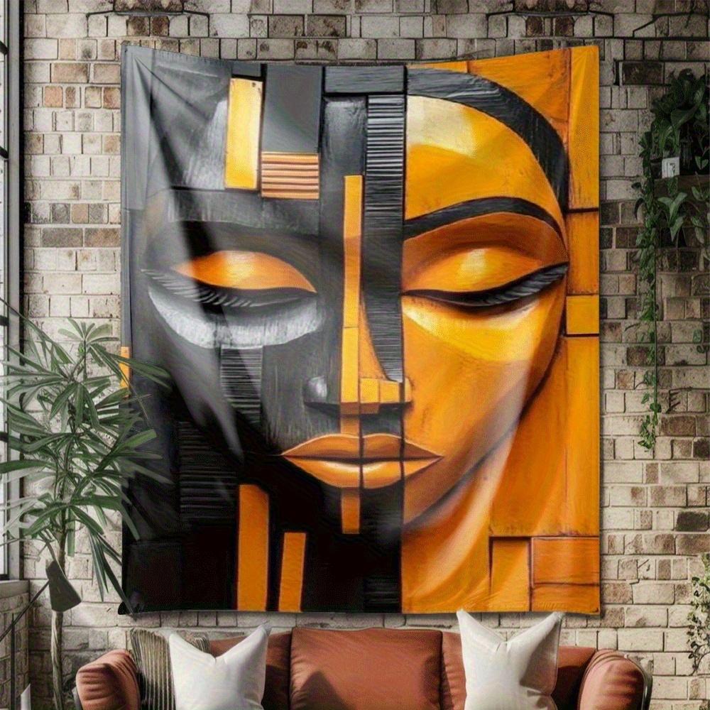 

Geometric abstract face Digital printing polyester wall tapestry suitable for use in living rooms bedrooms offices bars party 74x94cm(29x37in)