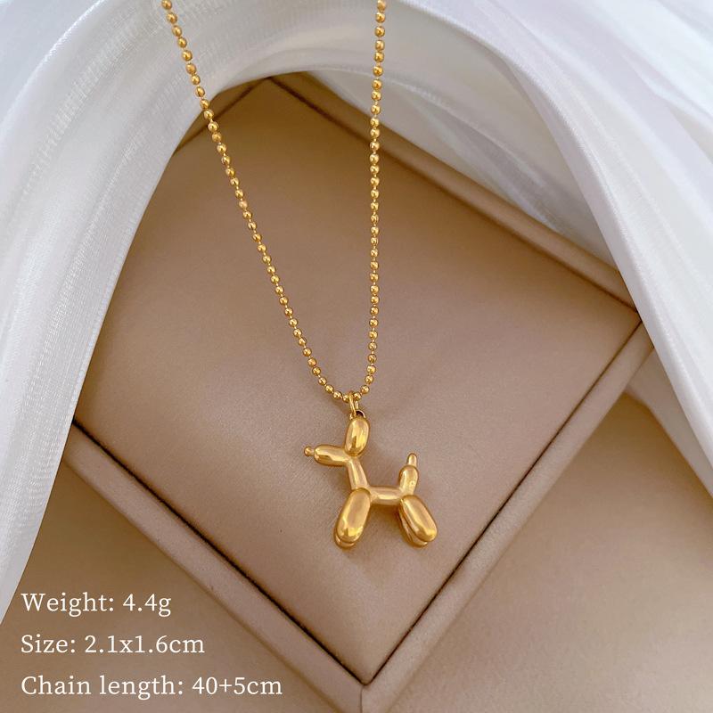

Three-Dimensional Puppy Cold Wind Personality Minimalist Wind Furnace Real Gold Necklace Female Collarbone Chain