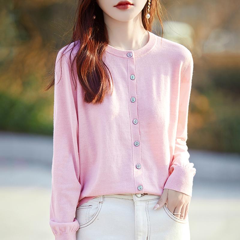 

Женский легкий кардиган из 50% шерсти и 50% шелка Mulberry — универсальный трикотаж на все 4 сезона для комфорта и стиля в любое время года XL розовый