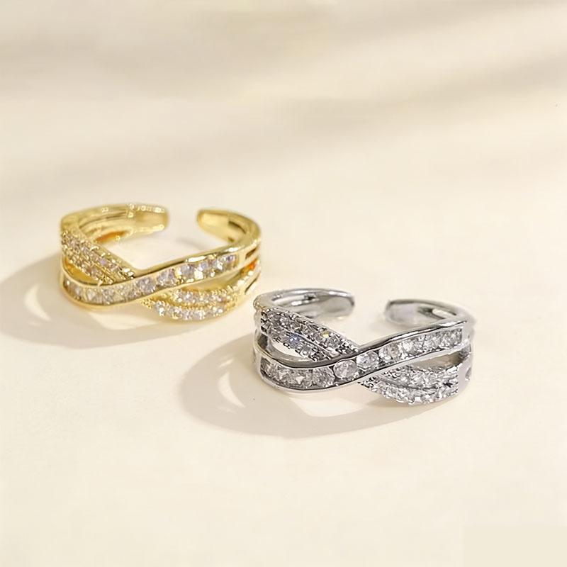 1Pcs Zirconium open adjustable finger ring, versatile finger ring, retro alloy ring