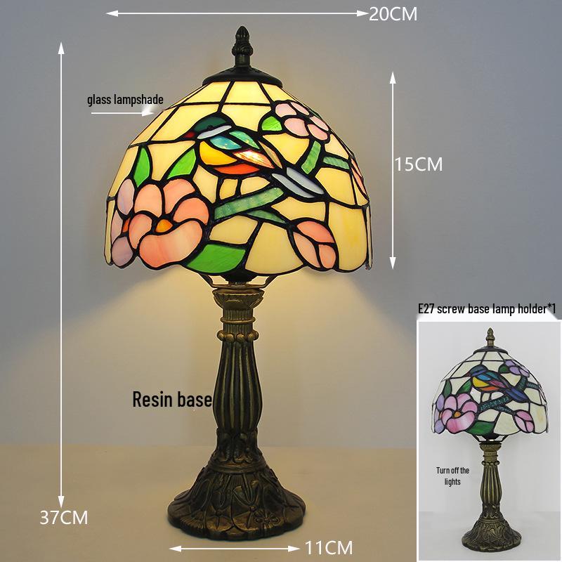 Tiffany Vintage Stained Glass Table Lamp for Bedside or Cafe