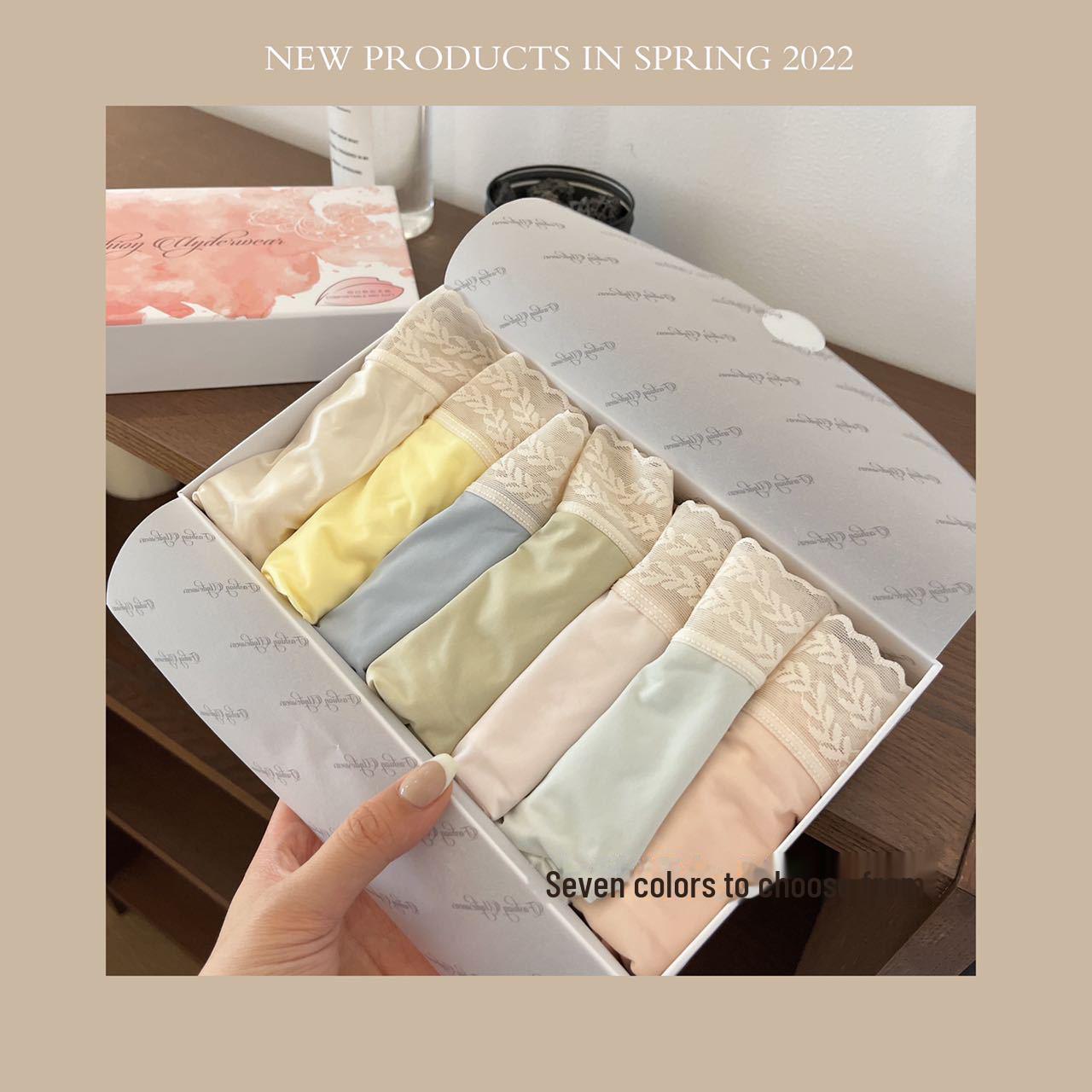 

Японские летние трусы из антибактериального кружева Ice Silk - женское нижнее белье со средней посадкой, больших размеров XL (125-155 jin)