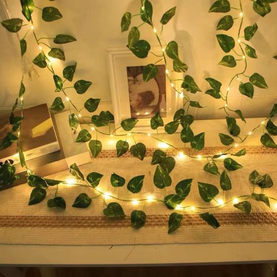 LED Ivy Leaf String Lights with Realistic Vines Decorative Fairy Lights Battery Powered Mood Lighting for Home Wedding Bedroom Holiday Patio Decor